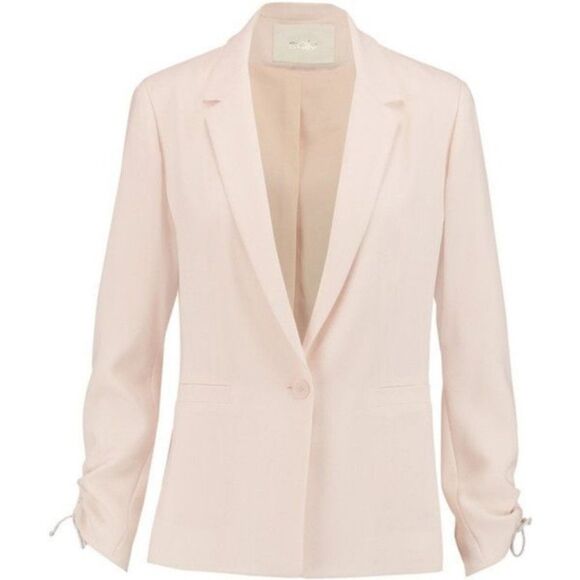 MAJE Valence Crepe Ruched Pink Blazer 8 - Picture 1 of 10